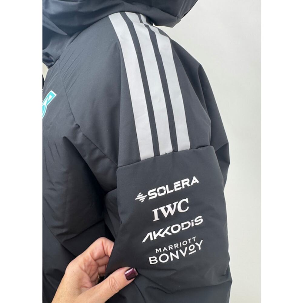adidas Mercedes AMG Petronas F1 Engineers Winter Puffer Coat Black NWT L KF6058 - Picture 12 of 16